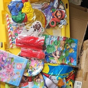 Nintendo Super Mario Brothers Colorful Party Set with Red and Blue Accents